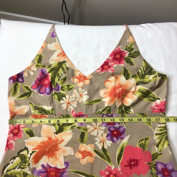 Rave Stretch Cotton Made USA Vintage Open Back Tie Neck A Line Floral Dress XL - Picture 11 of 15